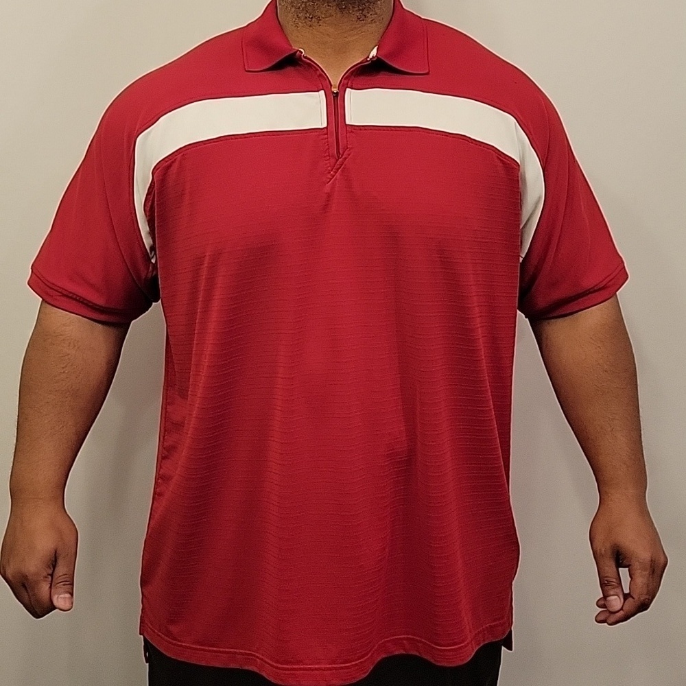 Ahead Red White Coolmax FX Zip-Up Polo Shirt Size XXL